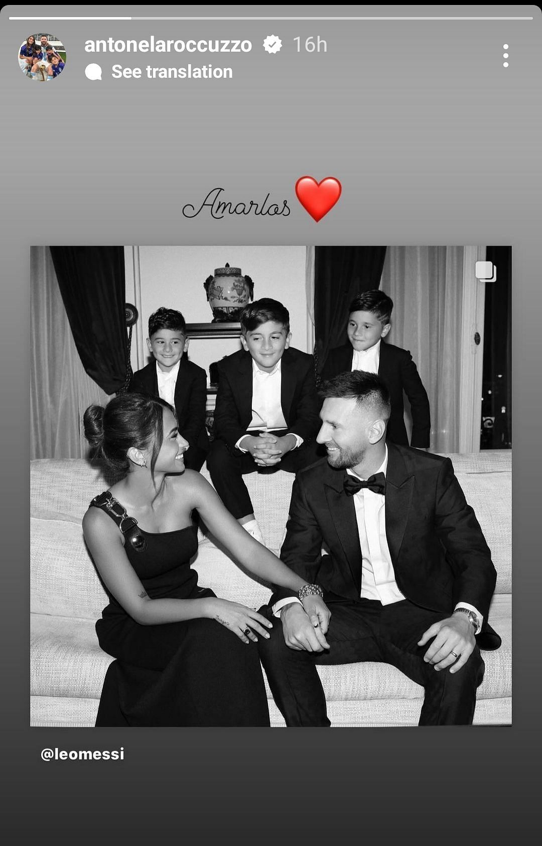 Antonela Roccuzzo reacting to Lionel Messi's Instagram post
